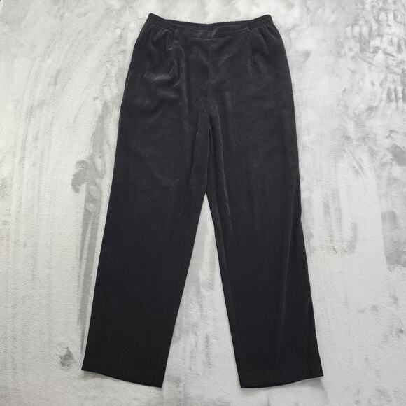 Vintage 90s Koret Petites Pants Womens Size L Black Sueded Pull On Office Career - Picture 1 of 8